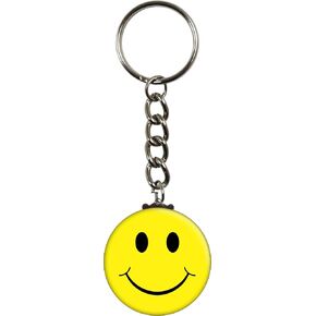 Square Deal Recordings & Supplies Yellow Happy Face - 1.5" Metal Keychain