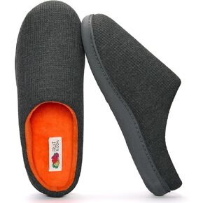 Fruit of the Loom Men's Ribbed Jersey Clog - Comfortable, Memory Foam Sole, Indoor/Outdoor, Machine Washable, Two-Tone