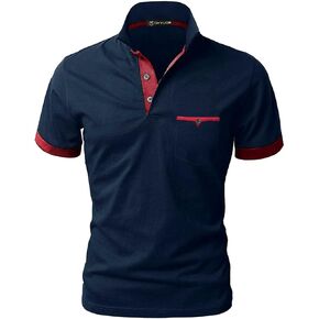 GHYUGR Men's Slim Fit Short Sleeve Polos Classic Athletic Performance T-Shirts with Pockets