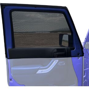 Front Window Sun Shade for Jeep,Breathable Side Window Shades Window Net,Camping Mesh Screen for Front Window Compatible with Jeep Wrangler TJ JK JL, Black, WR023F