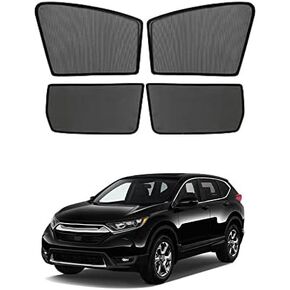 Bwen Car Sun Shown Fit for Honda CRV 2017-2022 ، ظلال نافذة السيارة المغناطيسية لـ CRV ، ظلال السيارة المخصصة للنافذة الجانبية للكتل أشعة الأشعة فوق البنفسجية للأطفال ، 4 أجهزة كمبيوتر ، أسود ، أسود