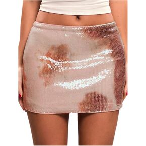Floerns Women's Tie Dye Bodycon Mini Skirts Shiny Sequin Low Waist Party Pencil Skirt