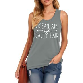 Womens Tank Tops Beach Summer Casual Crew Neck Sleeveless Top Loose Fit Basic Tunic Shirts