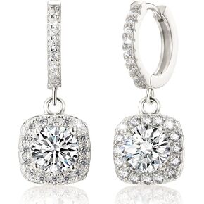 الأقراط المطلقة مويسانيت للنساء 925 Sterling Silver Drop أقراط D Color VVS1 الوضوح