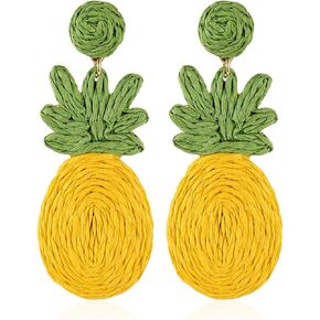 تصريح أقراط Raffia Raffia Hoop Trains Tropical Bohemian Straw Straw Dangle Earrings Natural Rattan Astract Astrics Round For Women Summer Beach Party Jewelry Jewelry