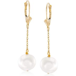Ross-Simons 10-10.5mm Cultured Pearl Drop Earrings in 14kt Yellow Gold