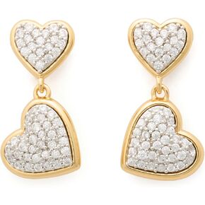 kate spade new york Heart Pave Drop Earrings, Clear/Two Tone
