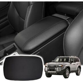 Black Leather Center Console Armrest Cover for 2024-2025 Toyota Land Cruiser Prado 250,2024 Land Cruiser Prado Accessories 2025 Car Center Arm Rest Cover Pad Protector