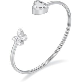 Urn Bracelet for Ashes Butterfly Heart Cremation Ash Bracelet for Women Men Openable Cuff Bangle Cremation Bracelet Always in My Heart Memorial Ashes Bracelet