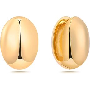 Milan chiva chunky huggie أقراط للنساء 14K الذهب مطلي بالفول.