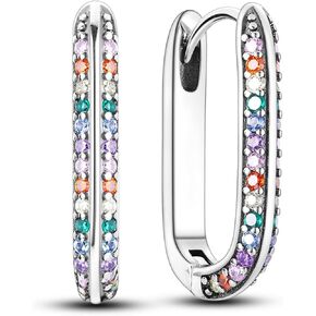 NARMO U-shaped Hoop Earrings for Women 925 Sterling Silver Hoop Earrings U Shaped Earrings