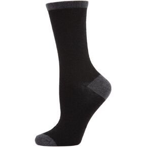 MeMoi Women's Soft Tipped Flat Knit Cashmere Blend Crew Socks Black One Size