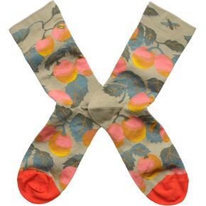 Women's Premium Egyptian Cotton Mid-Calf Socks - Comfortable and Durable - Sage Fruit Model - Made in France - 1 Pair of Socks - Size 42/44, Fruit Sage, 42-44
