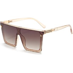 Dollger Square Oversized Sunglasses for Women Men Trendy Flat Top Big Black Shades UV400 Sunnies