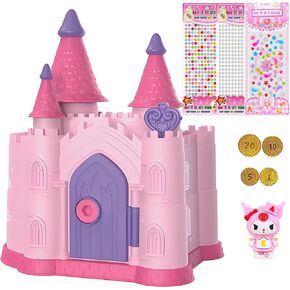 Kids Piggy Bank for Girls Pink Cute Plastic Personalized Piggy Banks Large Baby Coin Money Bank Little Princess Toys Age 4 5 6 7 8 9 10 Year Old Girl Birthday Gifts