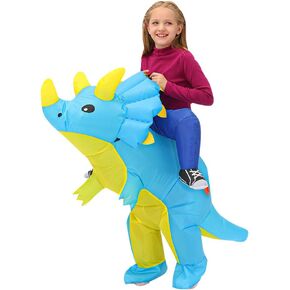 BIGPETS Inflatable Triceratops Adult Costumes,Halloween Ride on Dinosaur Costume,Halloween Air Blow up Suit