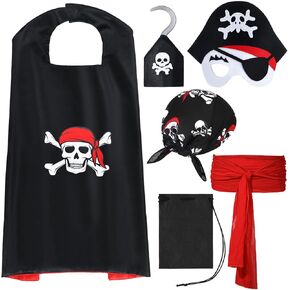 Bencailor 6 Pcs Pirate Costume Kids Toddler Boy Pirate Costume Accessories for Halloween Dress up Themed Party Girls Cosplay