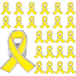 Gold Plated Yellow Ribbon Lapel Pins 25 Pcs Enamel Brooches with Secure Backing for Support Campaigns Charity Events Awareness Fundraising Metal Jewelry Pin for Hope Solidarity Social Causes