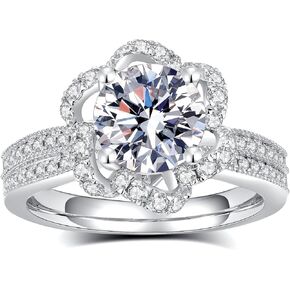 حلقات مويسانيت للنساء د اللون VVS1 خاتم الخطوبة Moissanite S925 Sterling Silver Promise Rings للنساء
