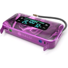 HALO Bolt Ultimate 3 Portable Car Battery Jump Starter | 130 PSI Air Compressor, 55.5Wh USB Power Bank, Large Display, Emergency Floodlight & Charger, Jumps Cars SUVs & Trucks, Inflates Tires — Purple