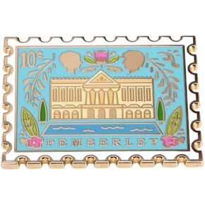 Pemberley Manor Mr Darcy Jane Austen Pride and Prejudice Elizabeth Bennet Novel Book Literature 10 Cent Stamp 1.6" Enamel Pin Badge