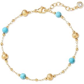 MEVECCO Gold Bracelet for Women Stone Mixed Bracelets 18K Gold Plated Handmade Custom Beaded Charm Chain Bracelet Stack Jewelry Gifts