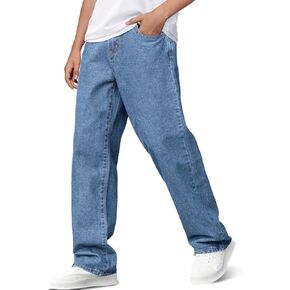 Haloumoning Boys Baggy Jeans Kids Casual Straight Leg Loose Fit Denim Pants with Pockets 5-14 Years
