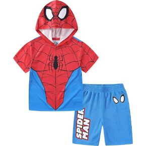 MARVEL Spider-Man Boys T-Shirticed Ruitic Thirt ومجموعة قصيرة شبكية قصيرة لطفل صغير وأطفال الكبار