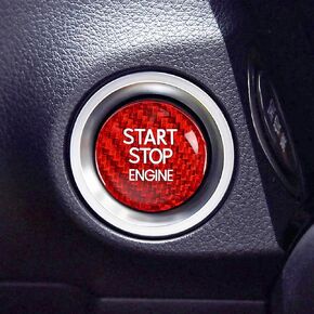 Carbon Fiber Push Start Button Cover Compatible with Lexus IS200T IS250 IS300 IS350 RCF RC200T RC300 RC350 NX200 NX300 Engine Start Stop Button Cover Key Ignition Switch Cover Red