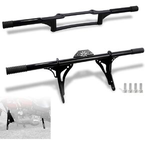 WOWTK Highway Peg Crash Bar+ Passenger Footpegs Enginge Guard for Harley Dyna with mid Control Models 2006-2017, for Street Bob FXDB/I Fat Bob FXDF Low Rider FXDL/I Wide Glide FXDWG/I,Gloss Black
