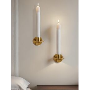 Taper Candle Sconces Wall Decor Set of 2 Gold Wall Candle Holder Set for Living Room, Dining Room, Fireplace,Entrance, Christmas Wall Decoration