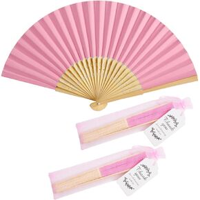 50pcs الورق اليدوية مروحة مروحة الخيزران محمولة مراوح قابلة للطي مع أكياس الأورجانزا وشكرا لك العلامات ديكور حفل زفاف الحفلات (خضراء فاتحة)