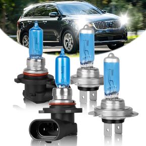Fit for 2019 2020 Kia Sorento High Performance Halogen Headlight Bulbs,9005 High Beam+ H7 Low Beam combo,100W,IP68, plug and play,5500K White Light, 4 pack