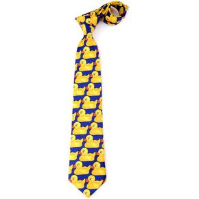 Men Women Funny Yellow Duck Printed Necktie Imitation Silk Cosplay Party Busines