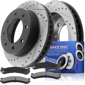 Front Brake Rotors and Ceramic Brake Pads Kit for 2002-2006 Chevrolet Silverado Express Avalanche, 2002-2013 Suburban 2500, 2002-2006 GMC Sierra Savana, 2003-13 Yukon XL 2500, 2003-09 Hummer H2