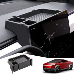 Center Console Organizer Behind Screen for Tesla Cybertruck ABS Storage Box for Cybertruck Accessories Pre-Drilled 1/4-Inch Port (Built-in Hidden Space)