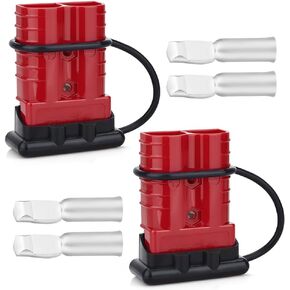 2PCS 350 Amp Battery Quick Disconnect Connecteur, 2/0 AWG 600V Battery Power Connector Plug, for Recovery Winch Auto Car Trailer Boat (Red)