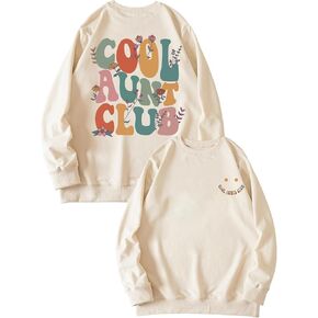 عمة Sweatshirt Womens Cool Aunt Club Graphshirts Sweatshirts untie Letter Print Long Sleeve Pullover Top