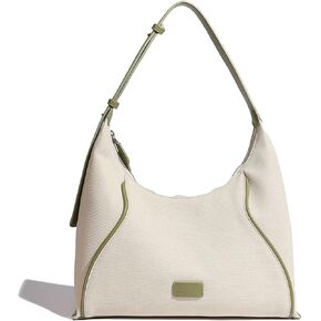 Medium Hobo Purses for Women Contrast Color Canvas Design Women's Shoulder Bags