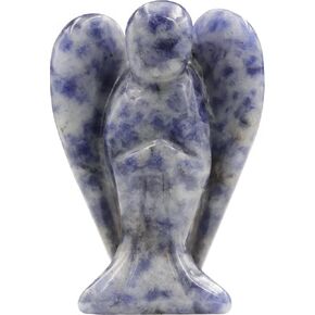 أبيض لابرادوريت ملاك 1.5 "ديكور شفاء بلورات الحماية الروحية الوصي على تمثال الحجر الطبيعي المصقول تمثال النحت يدوي التماثيل المنحوتة التأمل النساء الرجال الهدية in Kuwait