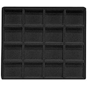 RJ Displays 5-Pack Black 16 Compartment Half Size Jewelry Display Inserts to showcase Rings, Pendants, Coin, Watch Parts, Jewelry Findings, Gem Stones stackable inserts