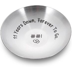 ARKUKU Wedding Gifts Anniversary for Women Men 11th Anniversary Steel Gifts Ring Holder Dish 11 Year Wedding Anniversary for Him Her Husband Wife Birthday Christmas Valentines Couple Gifts
