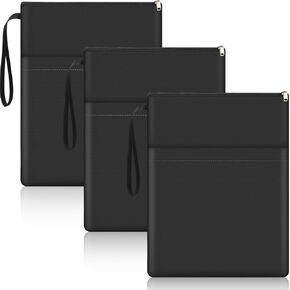 Aliceset 3 Pcs Book Lovers Gifts Book Sleeves with Zipper 11.8 x 9 inch Travel Book Covers Protector Pouch Bag with Pocket Handle Strap for Hardcover Paperback Washable (Black, Dark Brown, Dark Gray)