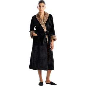 N Natori Womens Plush Lynx Robe Length 48"