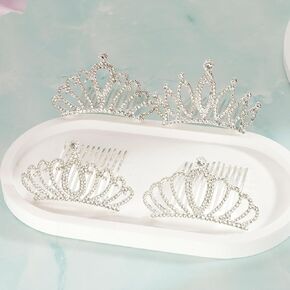 Tiaras Crown with Hair Comb Small Tiaras Crown for Women Princess Crystal Shiny Tiaras Headbands for Women Hair Accessories Halloween Christmas 4 PCS