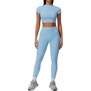 Seamless Moisture-Wicking Workout Set for Women Sportswear, Athletic Activewear