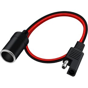 SAE to Cigarette Lighter Socket 12V 24V SAE 2 Pin Quick Release Connect Disconnect Plug 14AWG Cigarette Lighter to SAE Cord (3.2FT)