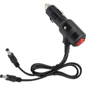 12V/24V Car Cigarette Lighter Power Supply Cable Dual DC 5.5mm x 2.1mm Male to Car Cigarette Lighter Male Adapter Cord with ON/OFF Switch and LED(3.2FT/1M)