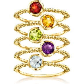 Ross-Simons 1.60 ct. t.w. Multi-Gemstone Jewelry Set: 5 Rings in 18kt Gold Over Sterling