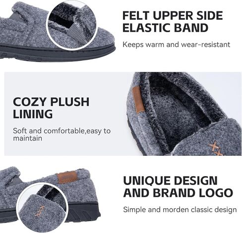 House Slippers for Men Moccasins - Memory Foam Indoor Outdoor Slip-on Loafers with Warm Soft Wool in Saudi Arabia